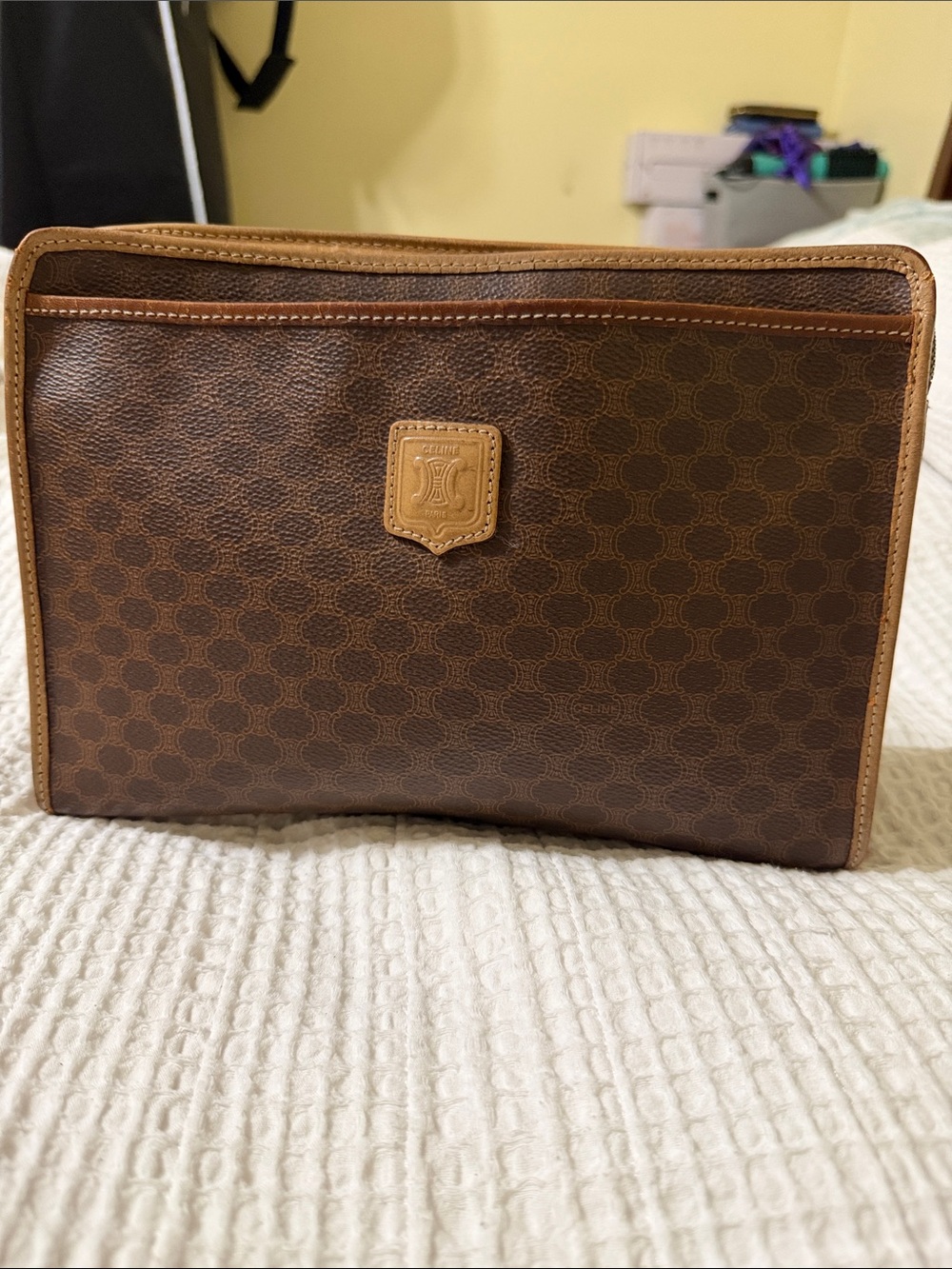 Celine Brown and Tan Monogram Toiletry Pouch ( final sale)